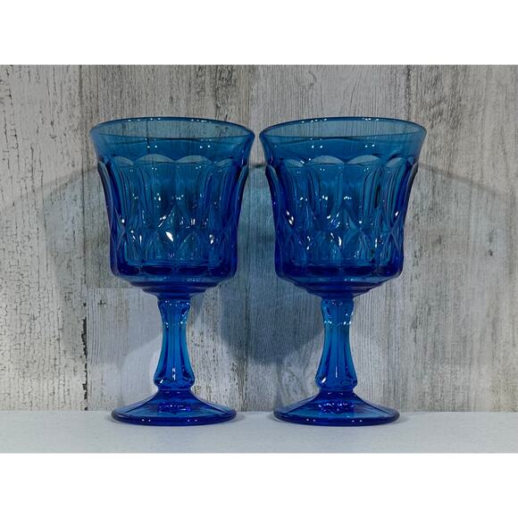 Noritake Perspective Cobalt Blue Glass Water Goblets Set of 2 - Picture 1 of 4